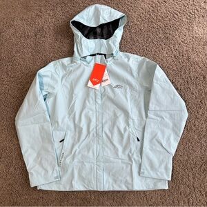 NWT OTU Rain Jacket Women's Large Light Green Waterproof Hooded Raincoat Hiking